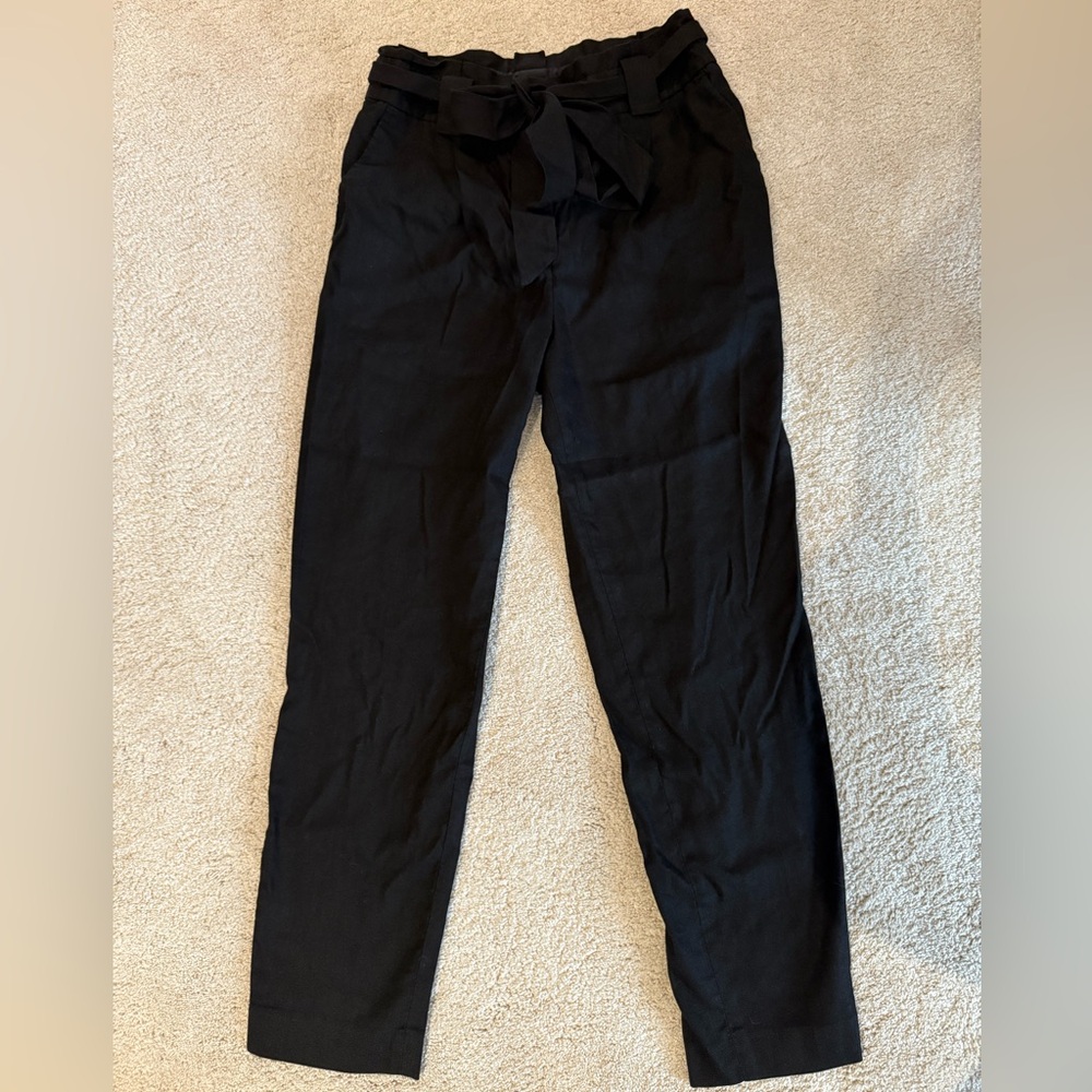 Express Black Tie-Waist Paperbag Trousers